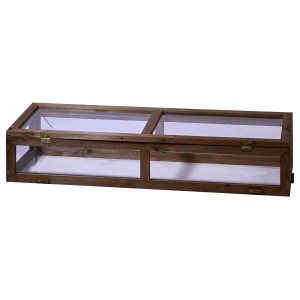 Dunkelbrauner Dobar Frühbeet-Aufsatz aus FSC®-Holz für Hochbeet, 117x40x22 cm.