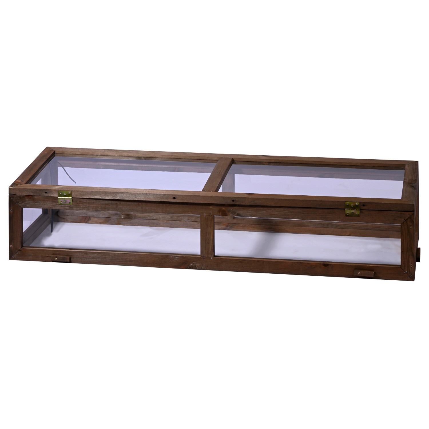 Dunkelbrauner Dobar Frühbeet-Aufsatz aus FSC®-Holz für Hochbeet, 117x40x22 cm.