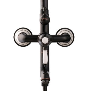 PaulGurkes Aufputz-Duschsystem Retro Schwarz mit Keramik Bordüre.
