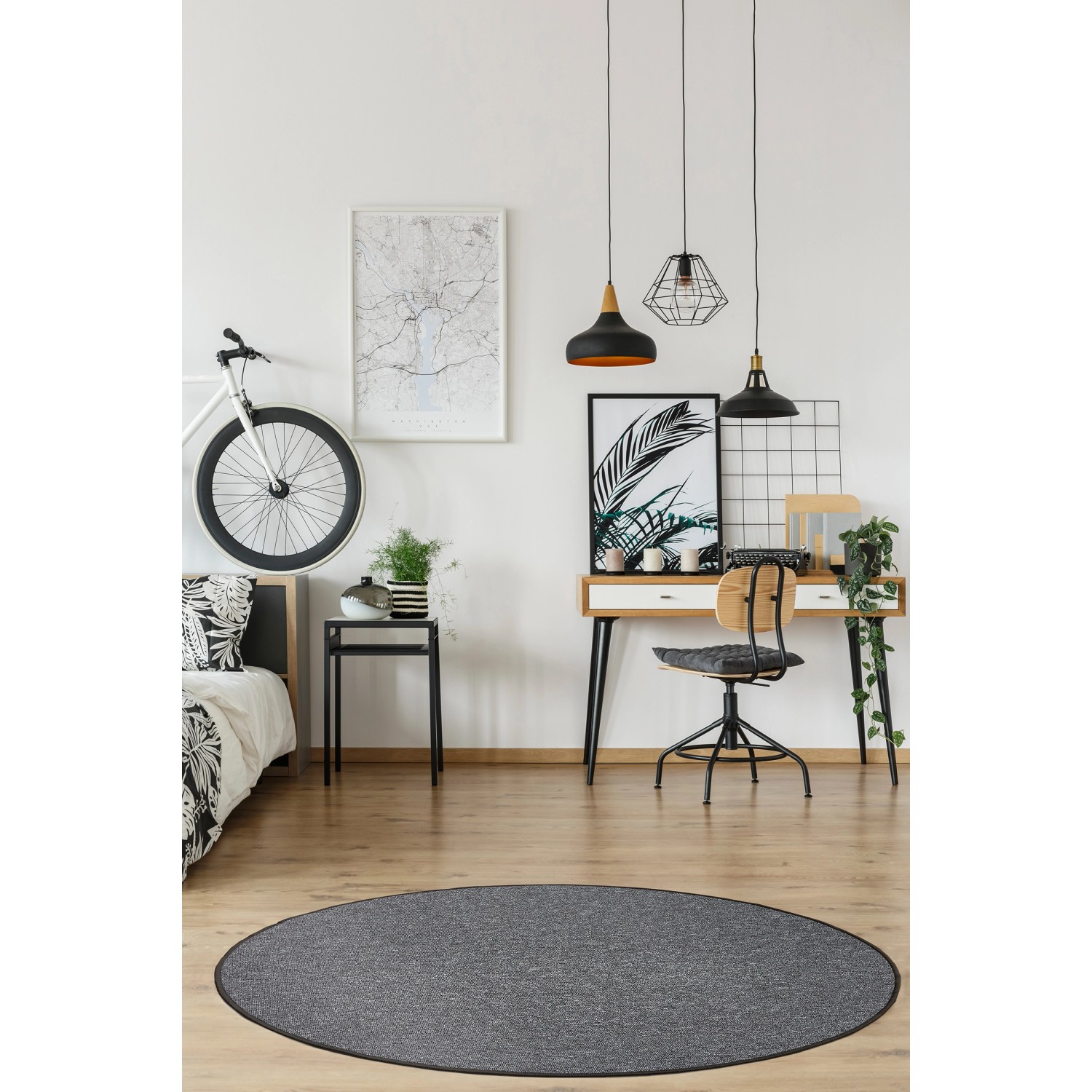 Andiamo Teppich Grotone Ø 133 cm Anthrazit günstig online kaufen