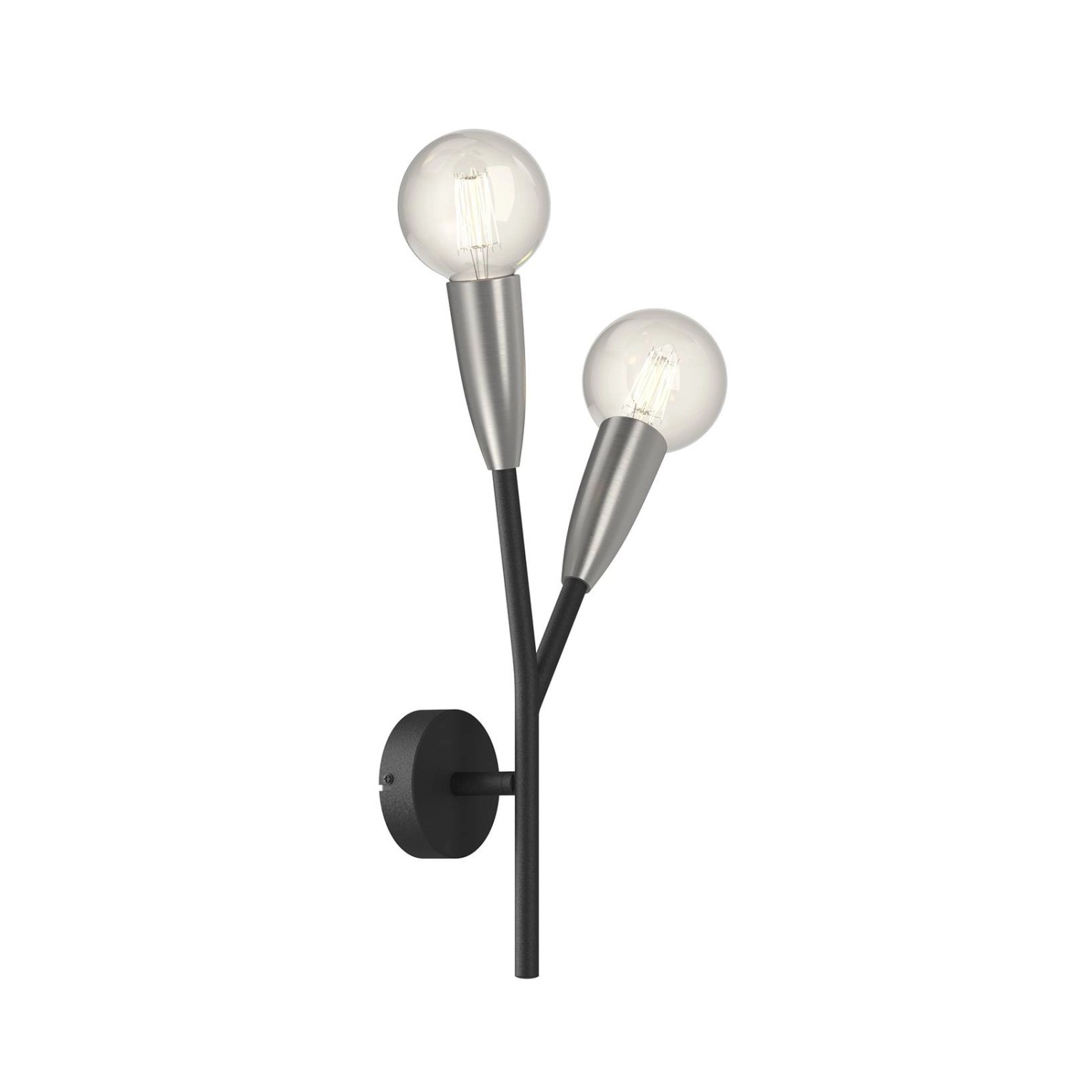 Lucande Wandleuchte Wandlampe Innen Carlea 9639214 Modern in Schwarz aus Metall 2-flammig E27 Wohnzimmerleuchte
