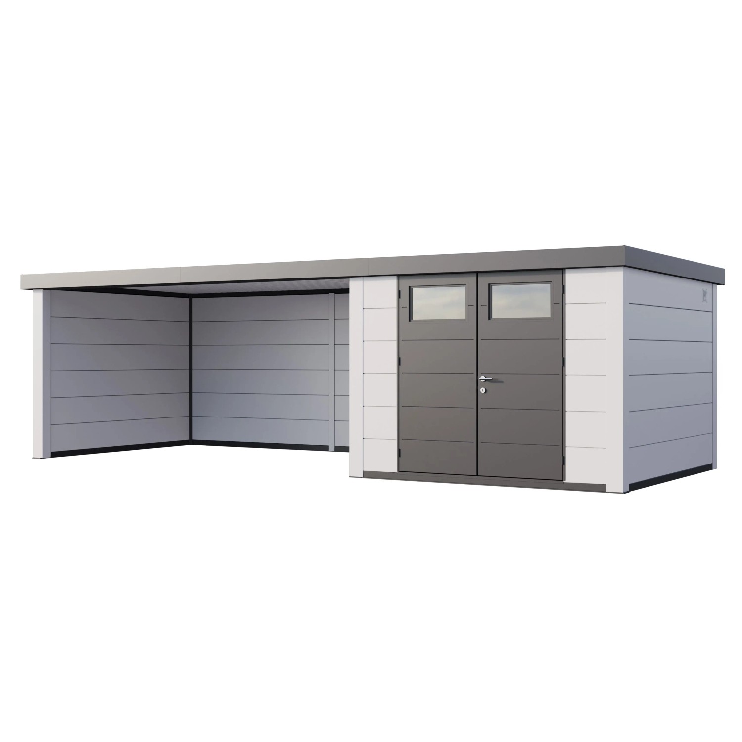 Gerätehaus Classico 3030 mit Lounge XL Links m. Weiße Ecken 762 x 238 cm We günstig online kaufen