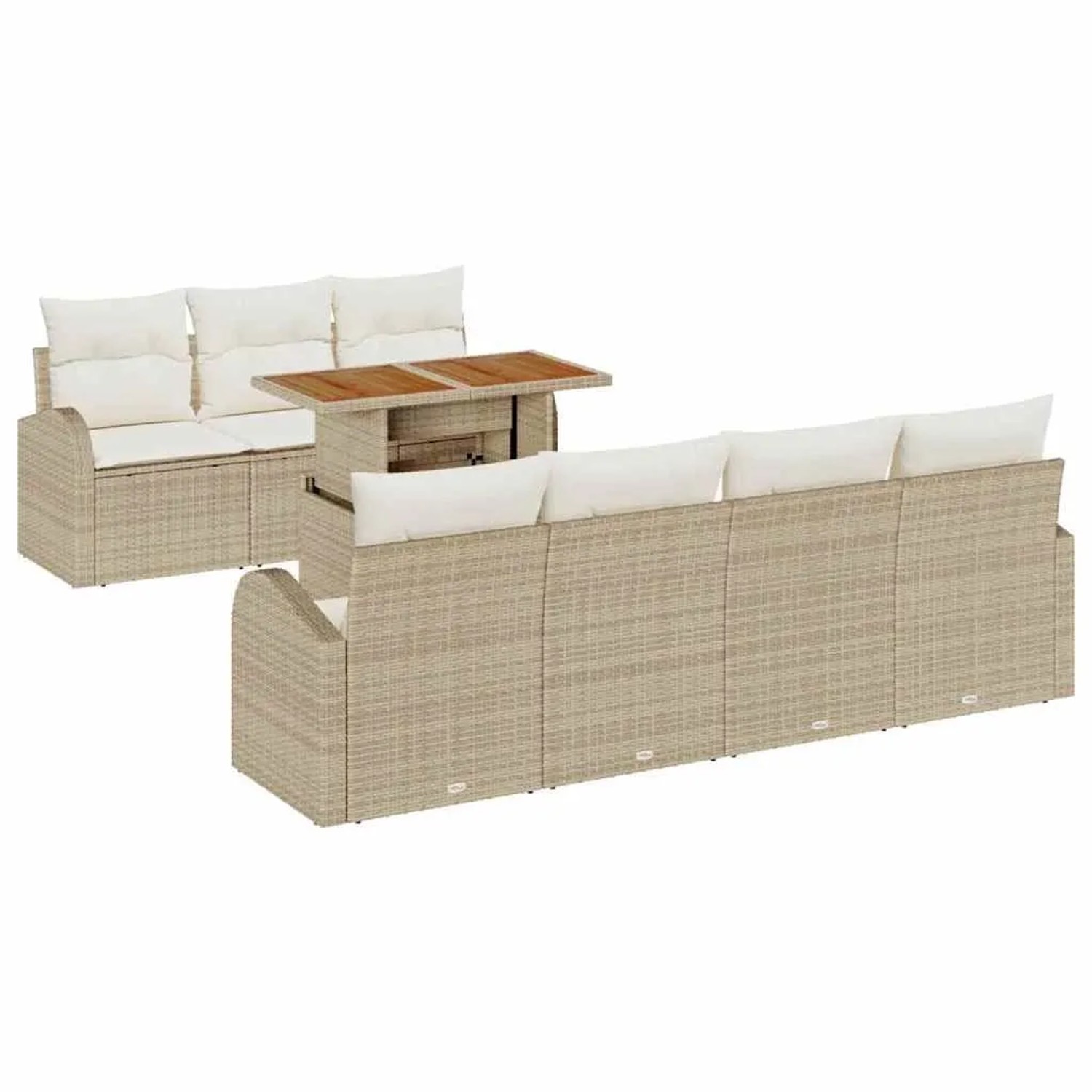 vidaXL Garten-Sofa-Set mit Kissen 8-Tlg Beige und Creme 3349546
