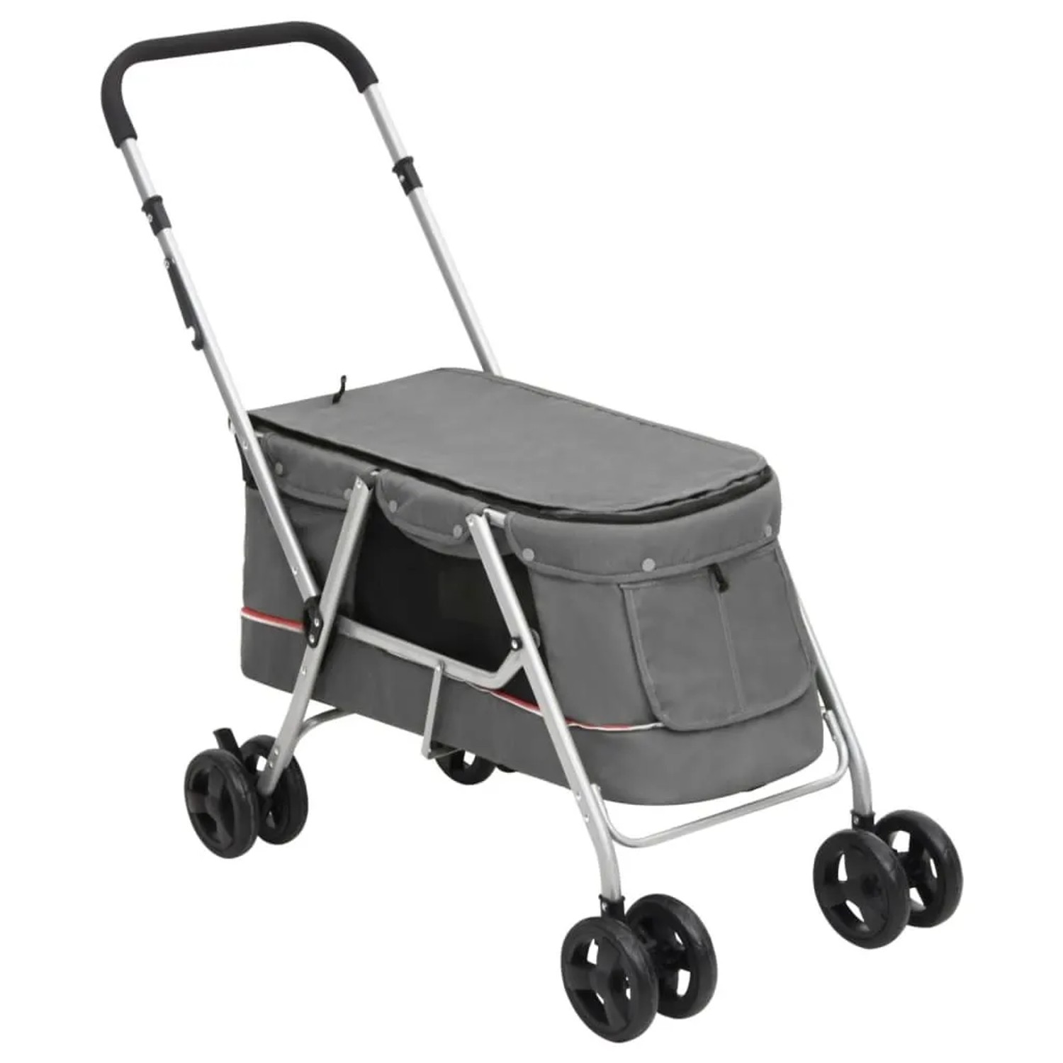 vidaXL Hundewagen Faltbar Grau 100x49x96 cm Leinenstoff 172203
