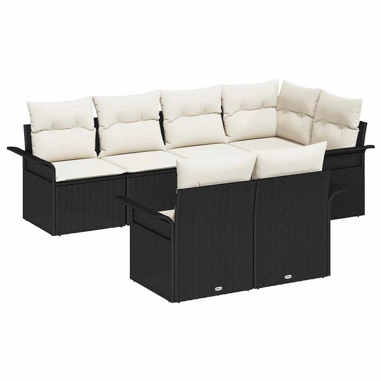 vidaXL Garten-Sofa-Set mit Kissen 7-Tlg Schwarz Poly Rattan 3354066 günstig online kaufen