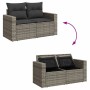 Graue 6-tlg. vidaXL Garten-Sofagarnitur aus Rattan mit Kissen und Stauraum unter den Sitzen.
