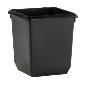 Schwarzer, viereckiger PROREGAL Papierkorb aus Kunststoff, 21 Liter.
