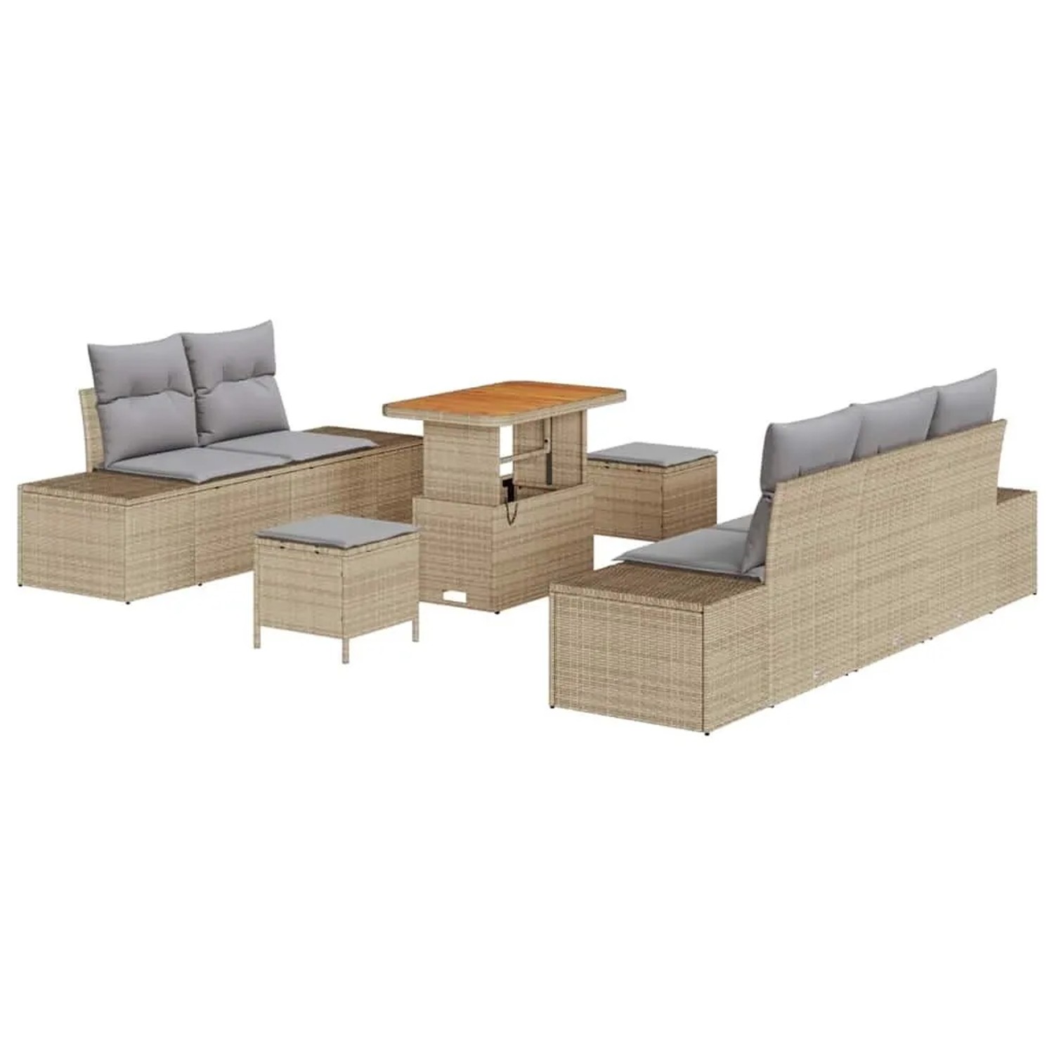 vidaXL Gartensofa-set mit Kissen mit Speicher 8-Tlg Beige Poly-Rattan 33646 günstig online kaufen