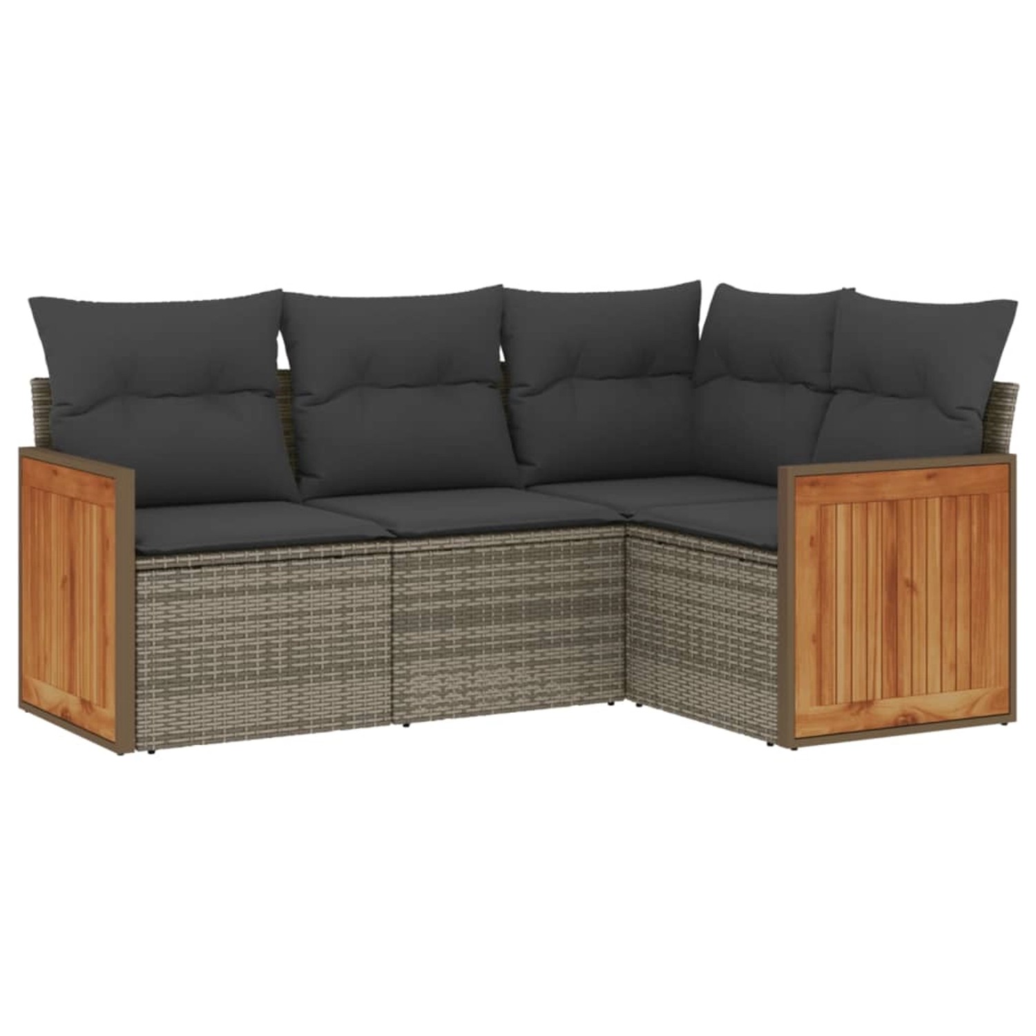 vidaXL 4-Tlg Garten-Sofagarnitur mit Kissen Grau Poly Rattan 3227614 günstig online kaufen