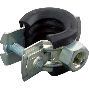 Schallschutzrohrschelle, verzinkt, mit Gummieinlage für Rohre von 12-14 mm Durchmesser.