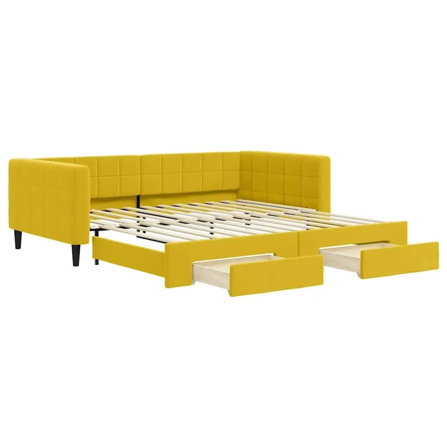 vidaXL Tagesbett Ausziehbar mit Schubladen Gelb 100x200 cm Samt 3196751 günstig online kaufen