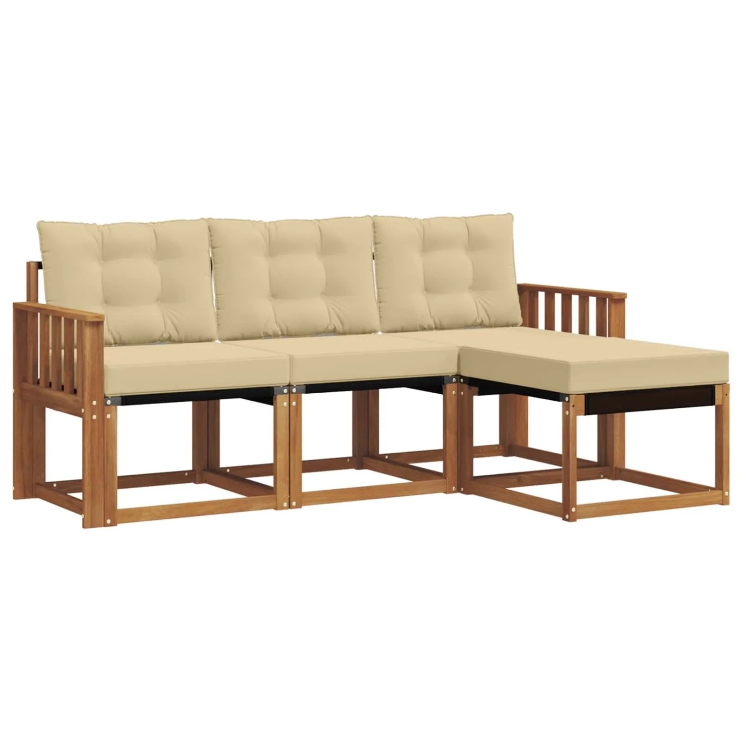 vidaXL Outdoor-Sofagarnitur mit Kissen 4-Tlg Natur und Beige 3368544