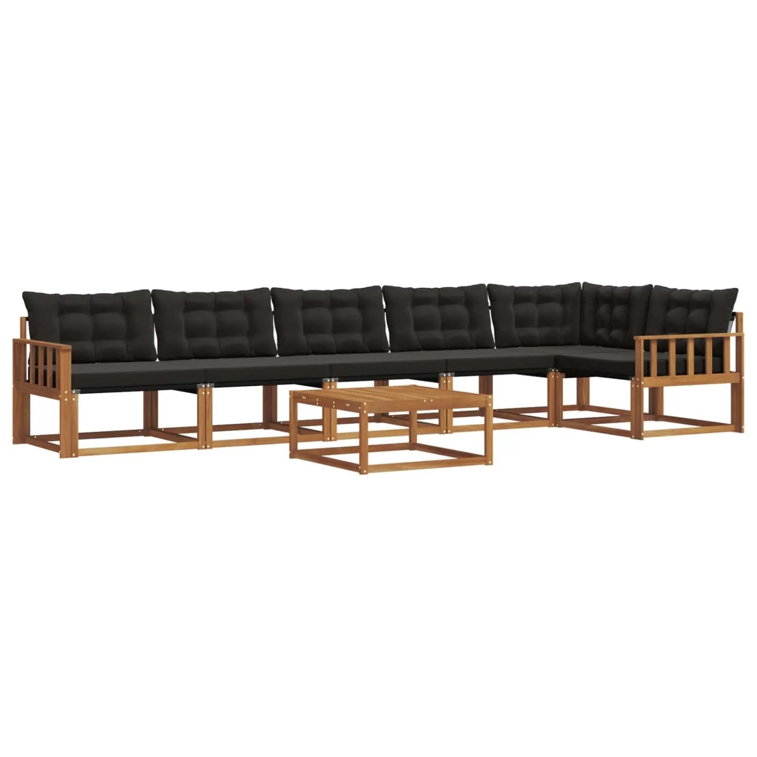 vidaXL Outdoor-Sofagarnitur mit Kissen 7-Tlg Natur und Schwarz 3369527