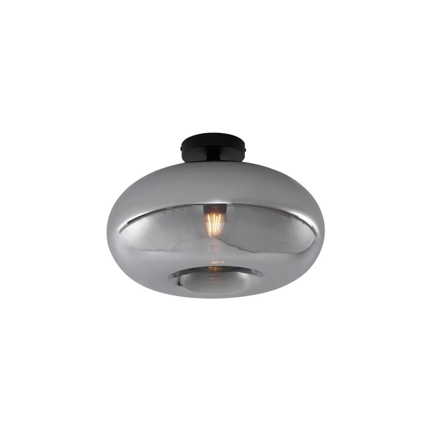 QAZQA Art-Deco-Deckenleuchte Schwarz mit Rauchglas 40cm Busa