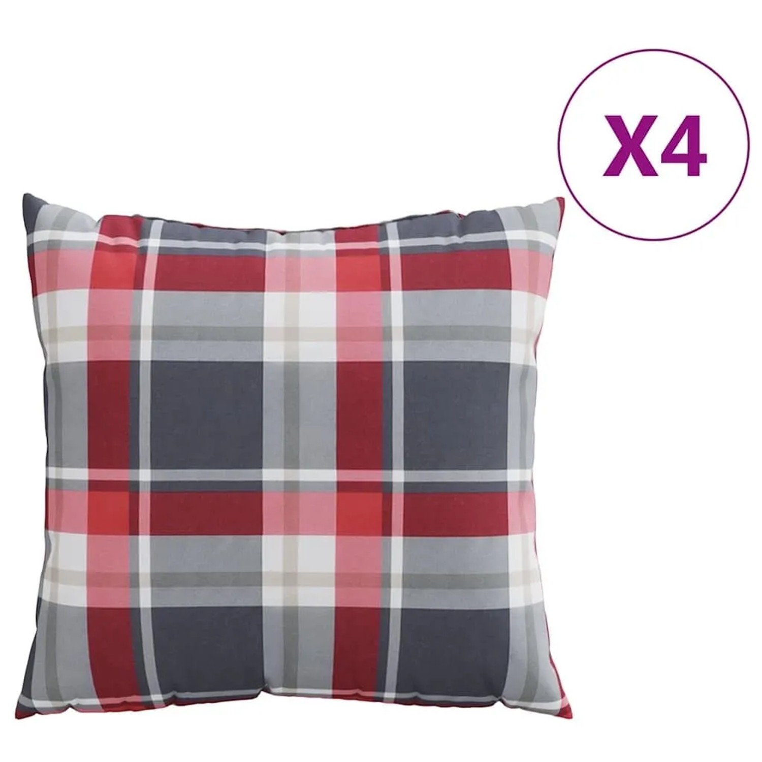 vidaXL Sofakissen 4 Stk Rot Karomuster 60x60 cm Stoff 377797