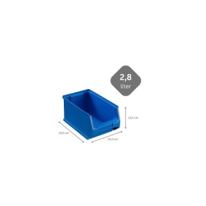 Blaue Sichtlagerbox (10er Sparset) mit 2,8 Liter Volumen, ideal für Werkstatt und Lager.