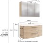 Held Möbel Waschtisch-Set Florenz, 100 cm, Wotaneiche, mit Spiegelschrank und Unterschrank. Badmöbel-Set.
