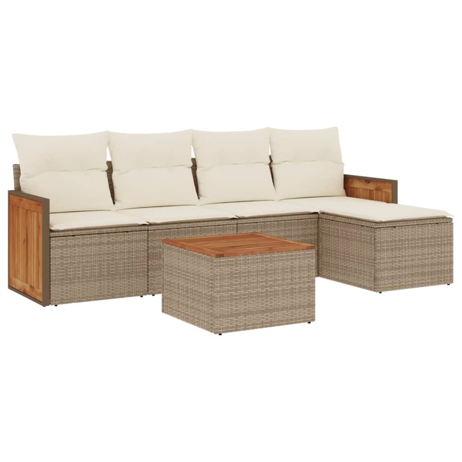 vidaXL 6-Tlg Garten-Sofagarnitur mit Kissen Beige Poly Rattan 3260007 günstig online kaufen