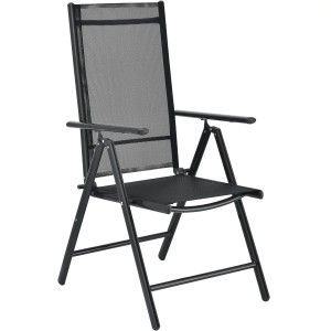 Dunkelgrauer Juskys Gartenstuhl Milano aus Aluminium mit Textilgewebe für Gartenmöbel.