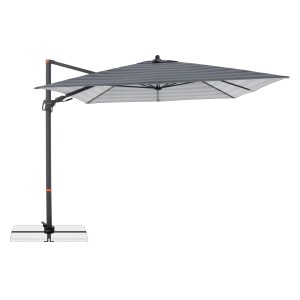 Doppler Ampelschirm MyZone, 280x280 cm, blau-grau, mit Kurbelmechanik. Quadratischer Sonnenschirm.