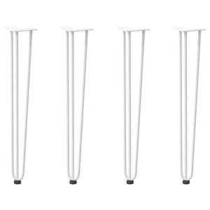 4er Set weiße Haarnadelbeine aus Stahl, 72 cm hoch, für Konsolentische.