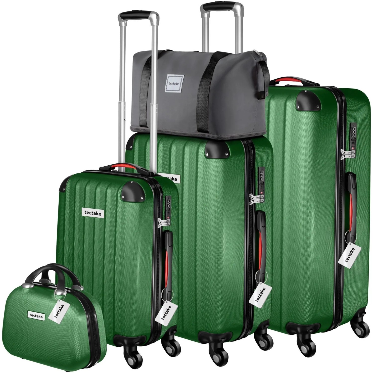 Tectake Hartschalenkoffer Set Cleo 19 Teilig  Hartschalen Aus Robustem Abs Kunststoff Mit Teleskopgriff und Tsa Schloss Mit Zubehör 48 x 30 5 x 75 cm