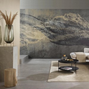 Bricoflor Fototapete Elegant Wasser in Braun und Gold für Wohn- und Esszimmer.