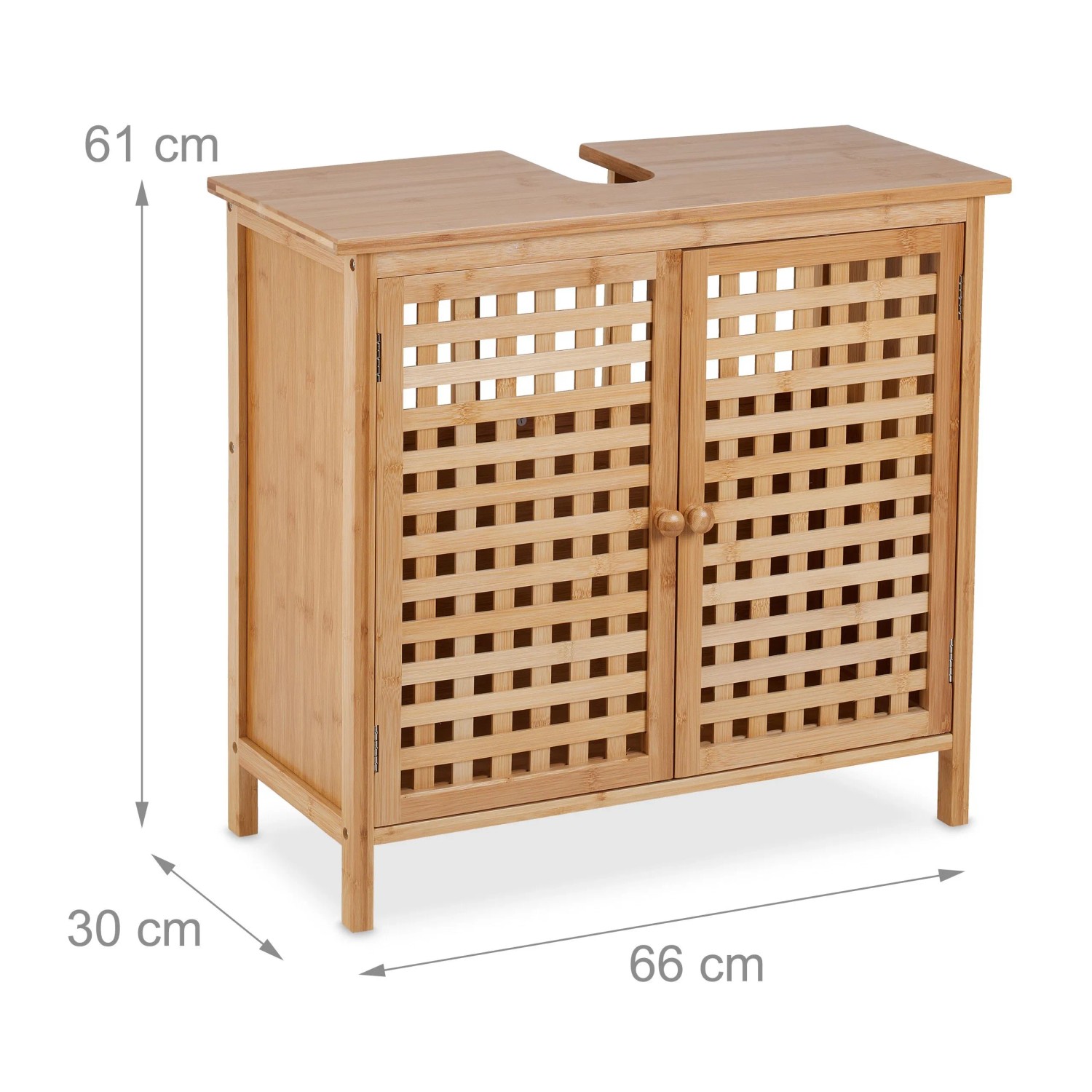 Relaxdays Waschbeckenunterschrank Bambus Natur mit Magnetverschluss 61 cm x 66 cm x 30 cm_4