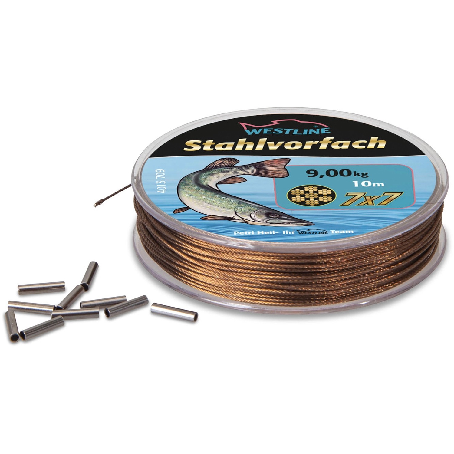 Westline Stahlvorfach-Set 7x7 mit Klemmhülsen 10 m 9 kg