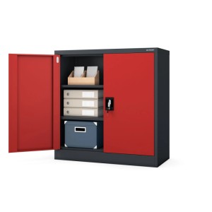 Jan Nowak Metallschrank Klein BEATA 93 x 90 x 40 cm Anthrazit-Rot
