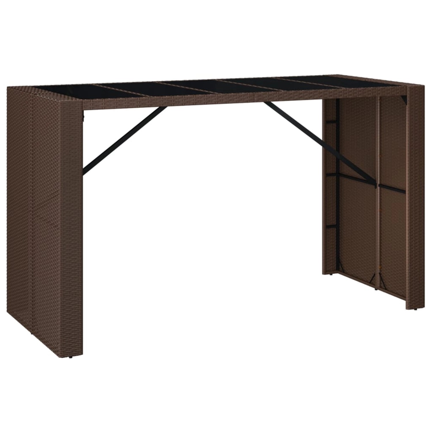 vidaXL Bartisch mit Glasplatte Braun 185x80x110 cm Poly Rattan 362599 günstig online kaufen