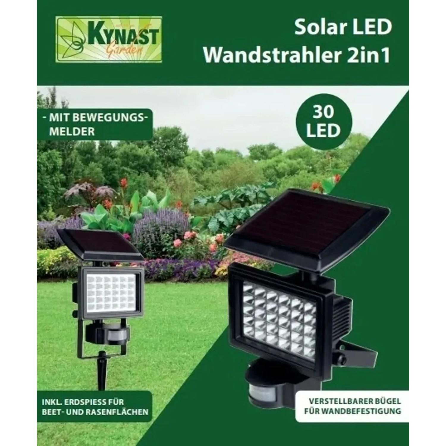 Westfalia Solar Wandstrahler 2in1 mit Bewegungsmelder, schwarze LED Außenleuchte für Wand und Garten.