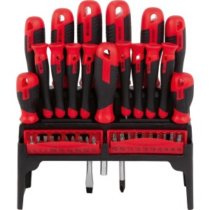 37-teiliges Schraubendreher-Set mit Schlitz-, Kreuzschlitz-, TX- und diversen Bits.