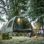 Grünes SoBuy 4in1 Feldbett-Zelt mit Campingliege für 2 Personen im Outdoor-Bereich.