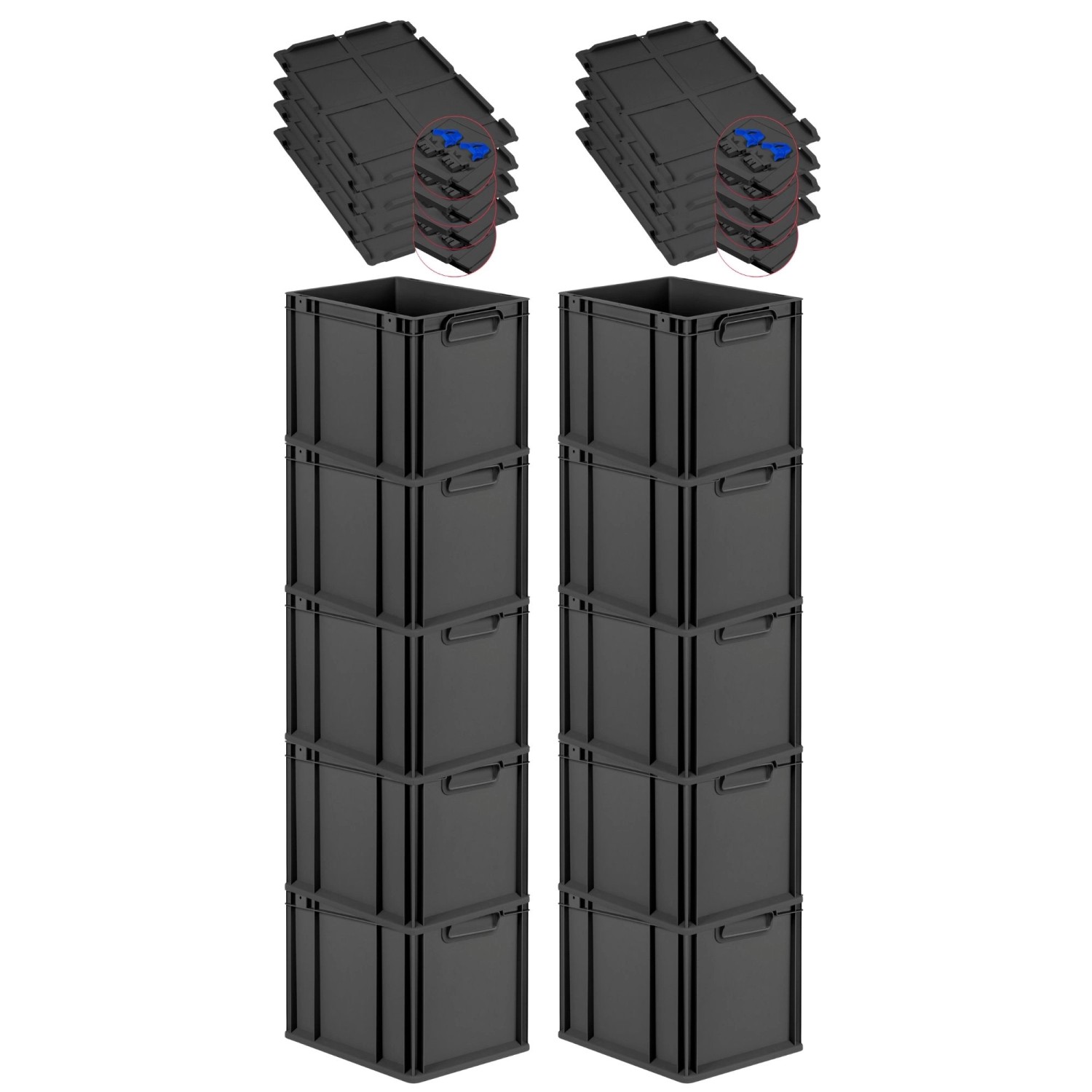 PROREGAL SuperSparSet 10x Eurobox Nextgen Grip Mit Scharnierdeckel Und Blau günstig online kaufen
