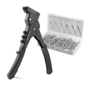 STAHLWERK Nietzangen Set mit Einhand-Blindnietzange, 500 Nieten und Transportbox.