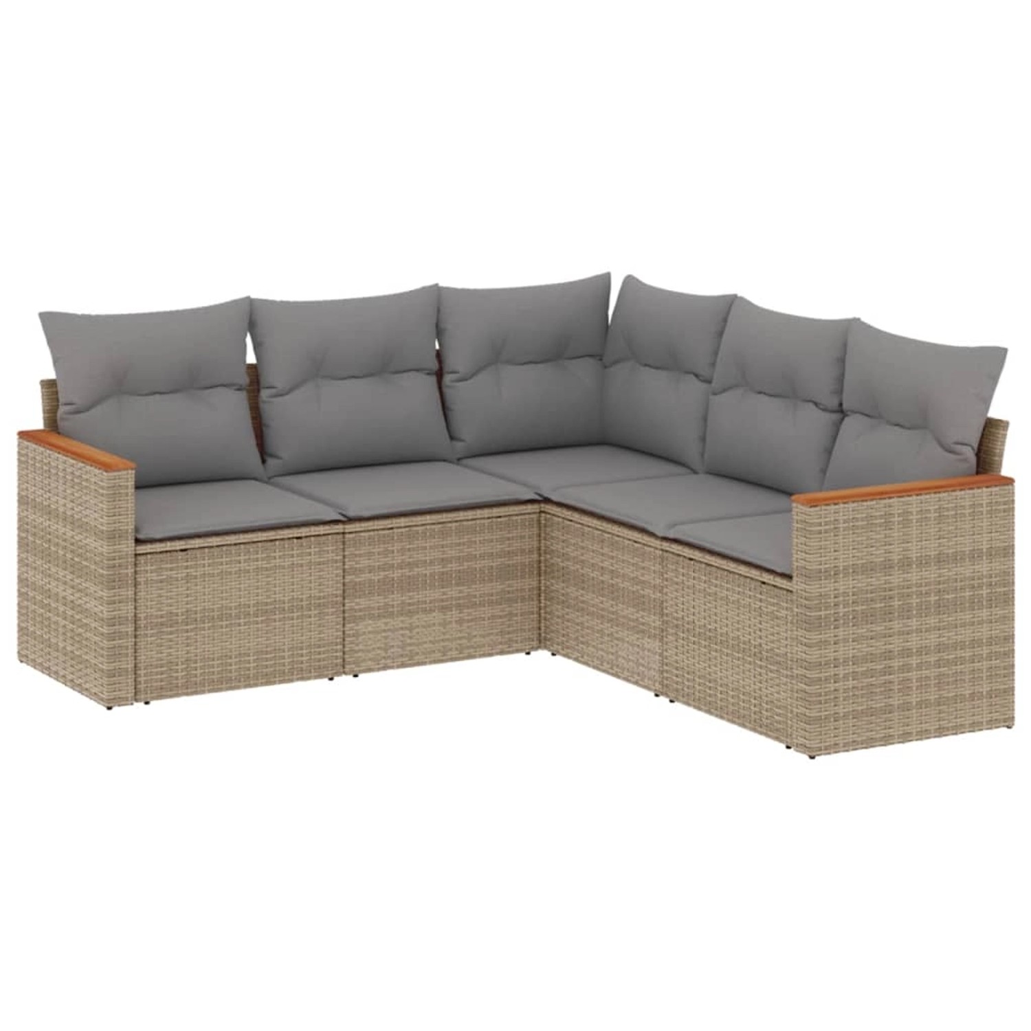vidaXL 5-Tlg Garten-Sofagarnitur mit Kissen Beige Poly Rattan 3225961 günstig online kaufen