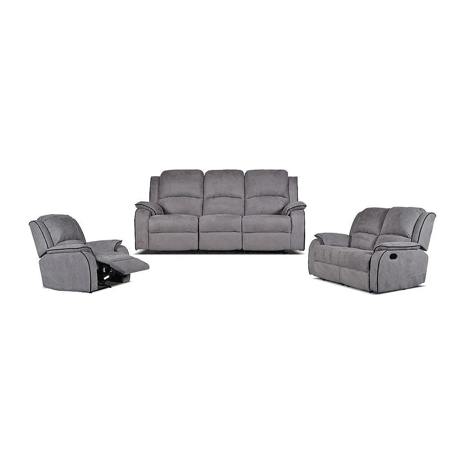 Vente-unique Couchgarnitur Mit Sessel Hernani Grau 210 cm  158 cm  100 cm