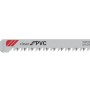 Bosch Stichsägeblatt T 102 H Clean for PVC. Graues HCS Sägeblatt mit roter Spitze.