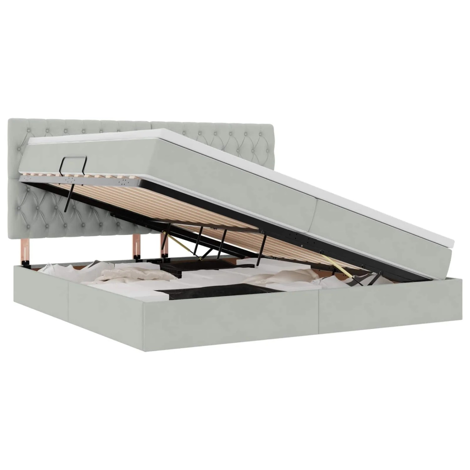 vidaXL Bett mit Stauraum und LED Hellgrau 200 x 200 cm Samt 3372747 günstig online kaufen