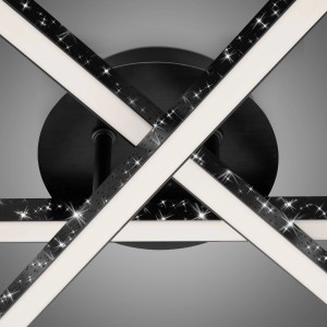 Schwarze Brilo LED-Deckenleuchte Rey, 3-flammig mit Glitzereffekt. Moderne Deckenleuchte für Innenräume.