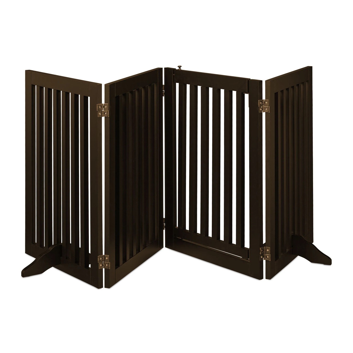 Relaxdays Absperrgitter MDF Braun mit Tür Klappbar 92 cm x 207 cm x 30 cm 14,3 kg