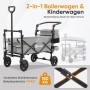 Sekey Bollerwagen faltbar, grau, mit Dach. Kinder Transportwagen für Camping & Ausflüge bis 150kg.