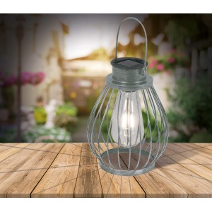 Silberne Näve LED Solarleuchte, 21,5 cm, im Draht-Design. Dekorative Solar-Laterne für Garten und Terrasse.
