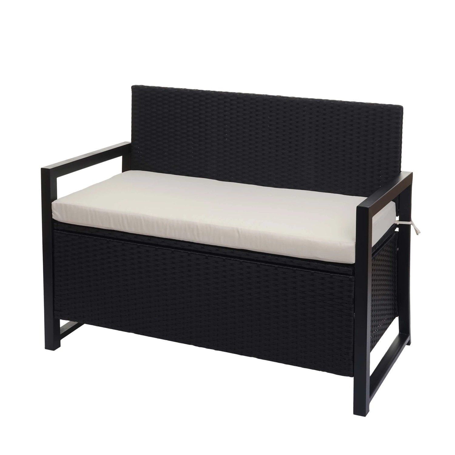 MCW Poly-Rattan 2er Sitzbank F39 Anthrazit Kissen Creme