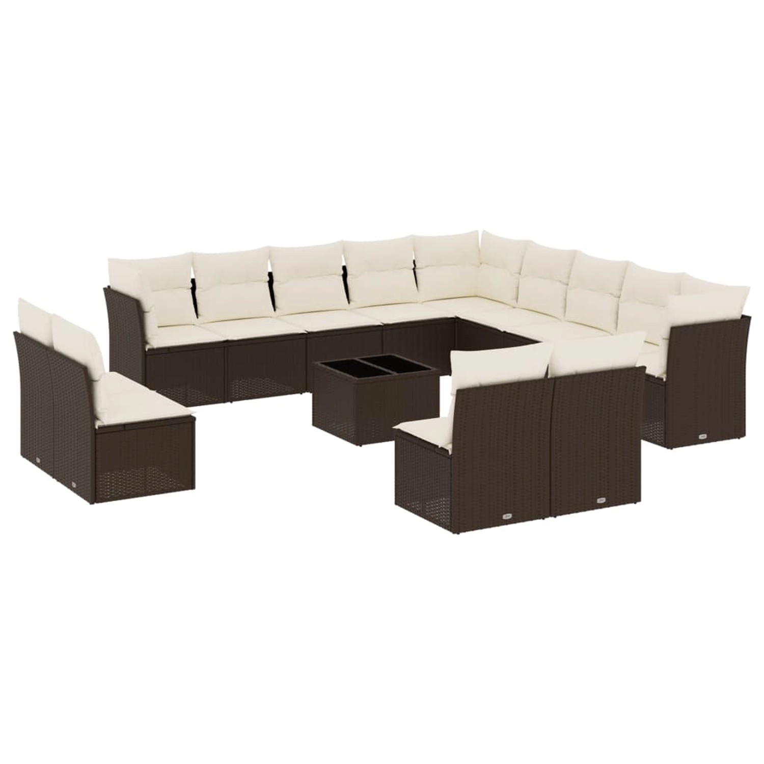 vidaXL 14-Tlg Garten-Sofagarnitur mit Kissen Braun Poly Rattan 3218503 günstig online kaufen