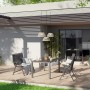 5-teilige Sitzgruppe Vigo, Aluminium grau-schwarz, mit Tisch und klappbaren Stühlen für den Garten.