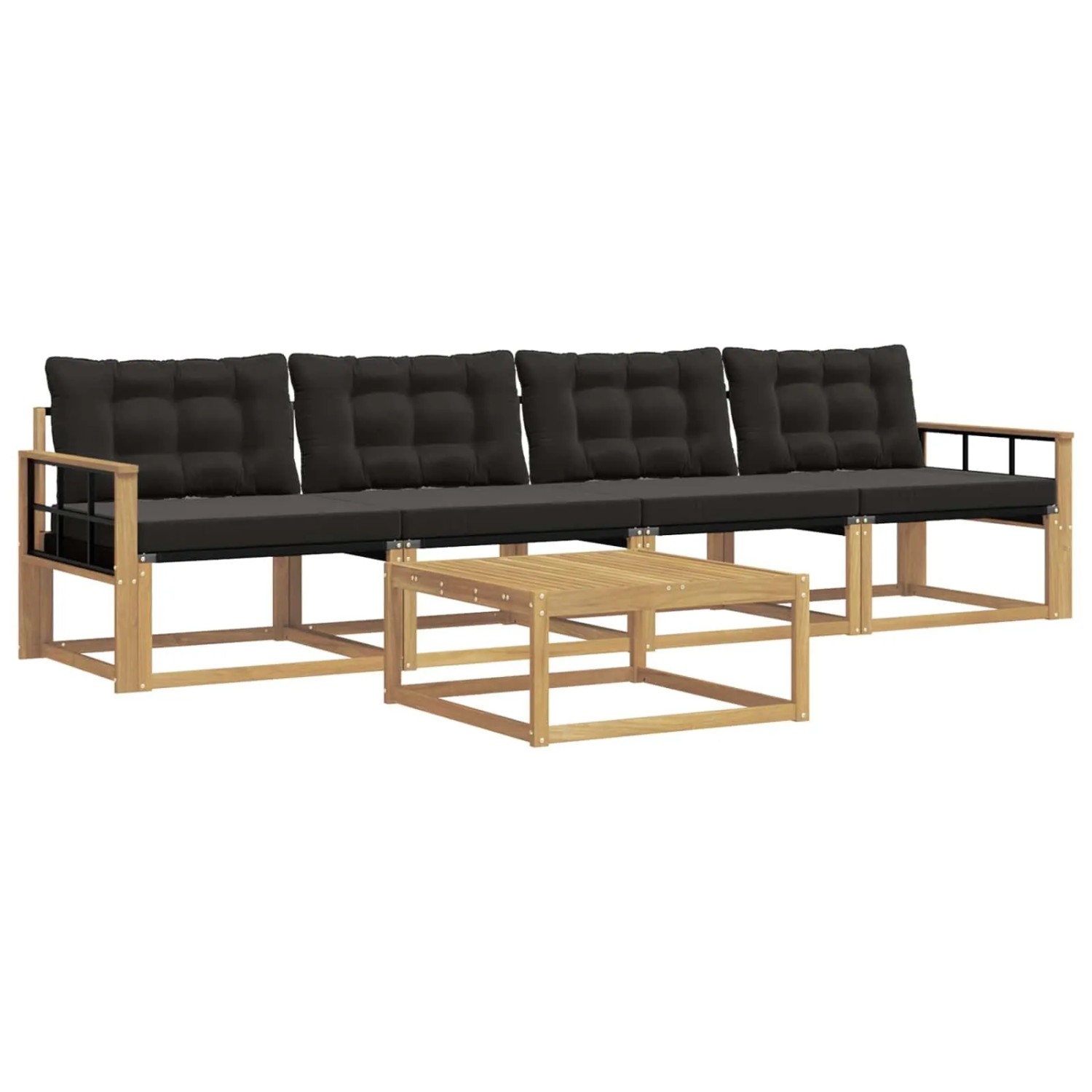 vidaXL Outdoor-Sofagarnitur 5 Stk Weiß und Schwarz 79 x 79 x 37 cm 3388402