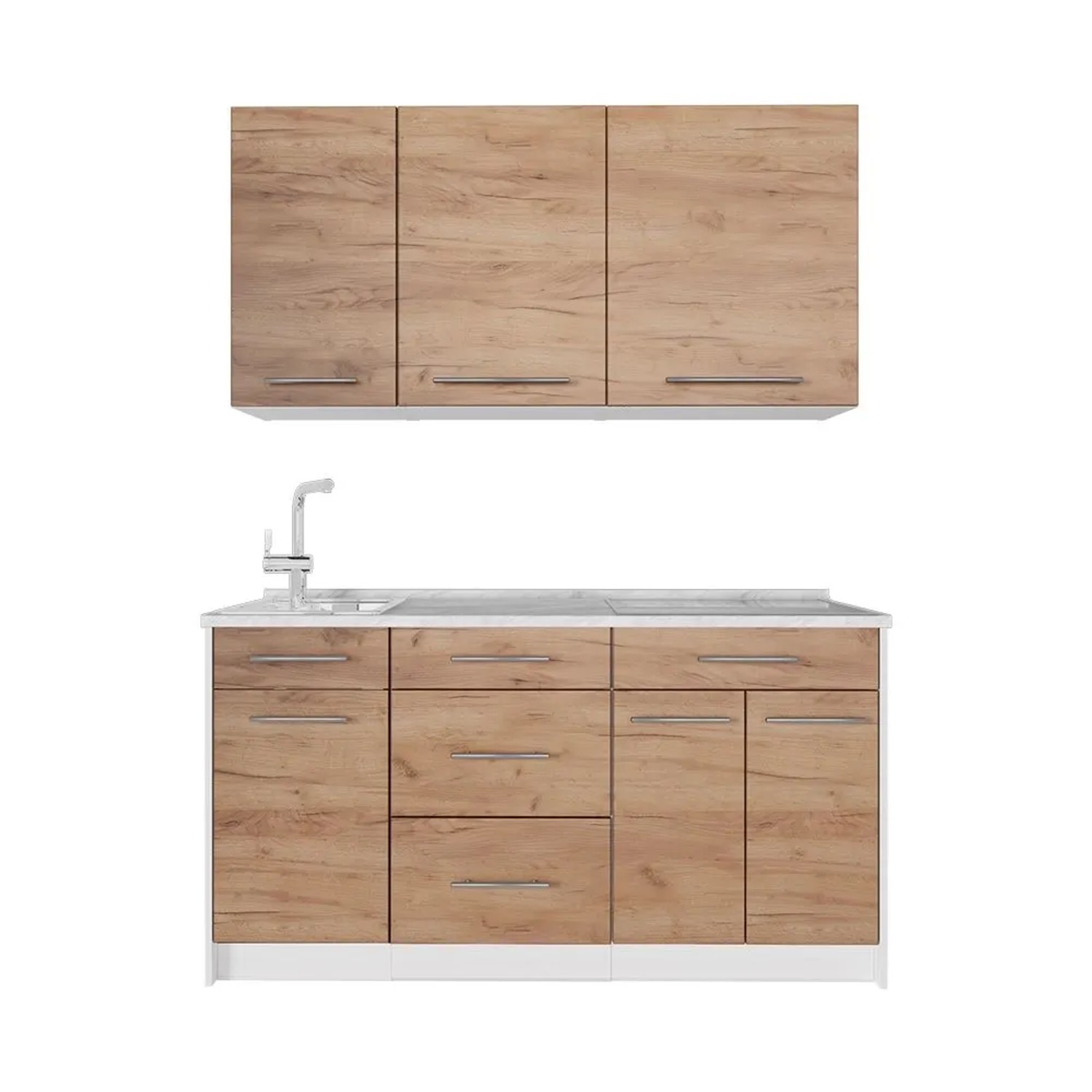 Vicco Singleküche Fame-Line Goldkraft Eiche 150 x 82 ohne Arbeitsplatte Art Nr 62973