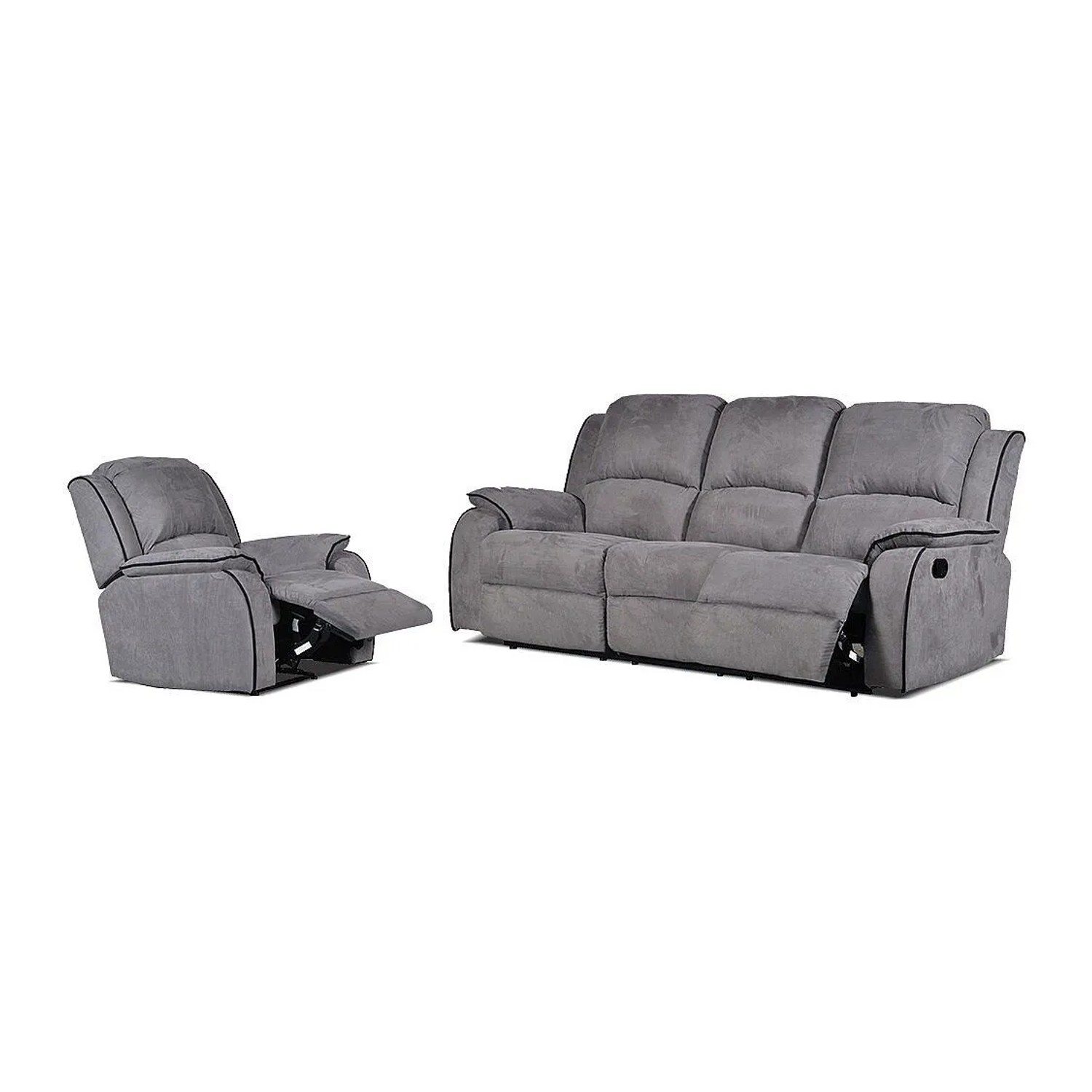 Vente-unique Couchgarnitur Mit Sessel Hernani Grau 210 cm  100 cm